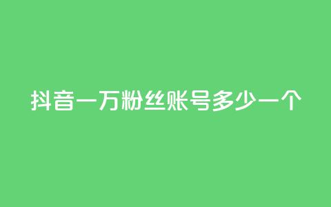 抖音一万粉丝账号多少一个 - 如何评估抖音账号一万粉丝的市值!  第1张 抖音一万粉丝账号多少一个 - 如何评估抖音账号一万粉丝的市值!  第1张