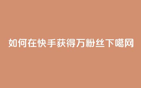 如何在快手获得1万粉丝?  第1张 如何在快手获得1万粉丝?  第1张