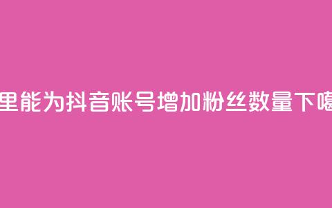 哪里能为抖音账号增加粉丝数量?  第1张 哪里能为抖音账号增加粉丝数量?  第1张