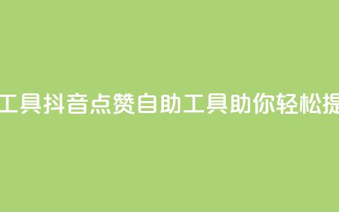 抖音点赞24自助服务工具 - 抖音点赞自助工具助你轻松提升互动效果。  第1张