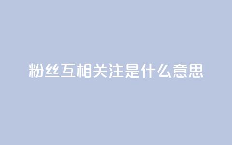 粉丝互相关注是什么意思 - 粉丝互相关注的含义是什么~  第1张 粉丝互相关注是什么意思 - 粉丝互相关注的含义是什么~  第1张