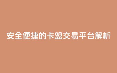 安全便捷的卡盟交易平台解析  第1张 安全便捷的卡盟交易平台解析  第1张