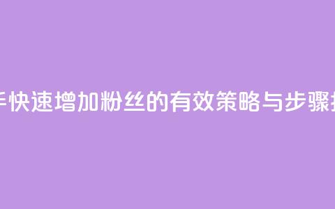 快手快速增加粉丝的有效策略与步骤指南  第1张 快手快速增加粉丝的有效策略与步骤指南  第1张