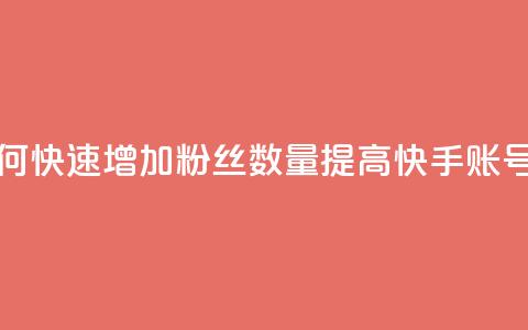 1元3000粉丝快手不掉粉 - 如何快速增加粉丝数量，提高快手账号的粉丝稳定性~  第1张