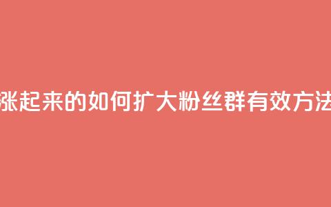 粉丝是怎么涨起来的 - 如何扩大粉丝群:有效方法分享~  第1张 粉丝是怎么涨起来的 - 如何扩大粉丝群:有效方法分享~  第1张