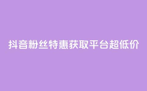 抖音粉丝特惠获取平台【超低价】  第1张 抖音粉丝特惠获取平台【超低价】  第1张