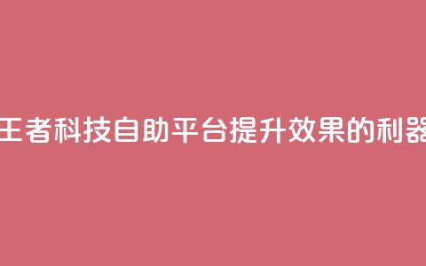 王者科技自助平台:提升SEO效果的利器  第1张 王者科技自助平台:提升SEO效果的利器  第1张