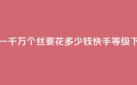 抖音一千万个丝要花多少钱 - 快手call等级  第1张 抖音一千万个丝要花多少钱 - 快手call等级  第1张