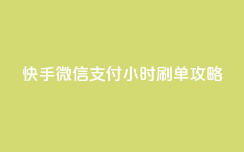 快手微信支付24小时刷单攻略  第1张 快手微信支付24小时刷单攻略  第1张