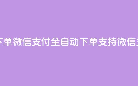 ks全天自助下单微信支付(ks全自动下单支持微信支付)  第1张 ks全天自助下单微信支付(ks全自动下单支持微信支付)  第1张