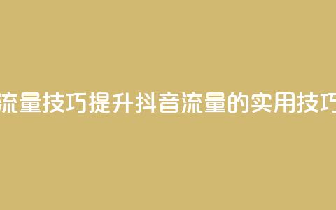 抖音涨流量技巧 - 提升抖音流量的实用技巧!  第1张 抖音涨流量技巧 - 提升抖音流量的实用技巧!  第1张