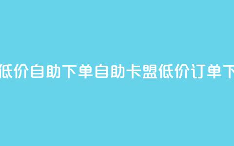 卡盟低价自助下单(自助卡盟低价订单)  第1张 卡盟低价自助下单(自助卡盟低价订单)  第1张