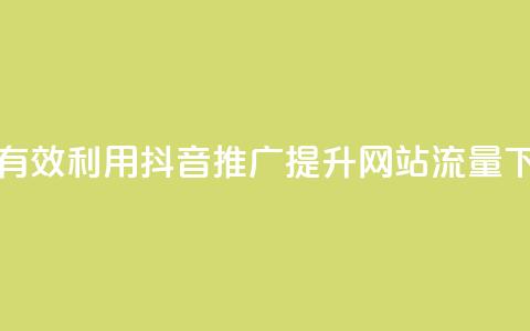 如何有效利用抖音推广提升网站流量  第1张 如何有效利用抖音推广提升网站流量  第1张