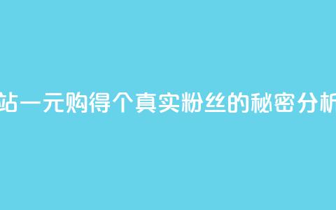 B站一元购得1000个真实粉丝的秘密分析  第1张 B站一元购得1000个真实粉丝的秘密分析  第1张
