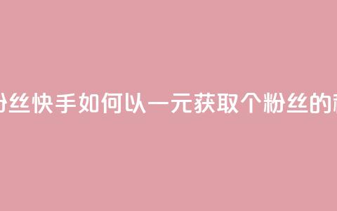 快手涨粉1元100个粉丝 - 快手如何以一元获取100个粉丝的秘笈揭秘~  第1张 快手涨粉1元100个粉丝 - 快手如何以一元获取100个粉丝的秘笈揭秘~  第1张