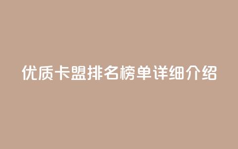 优质卡盟排名榜单详细介绍  第1张 优质卡盟排名榜单详细介绍  第1张
