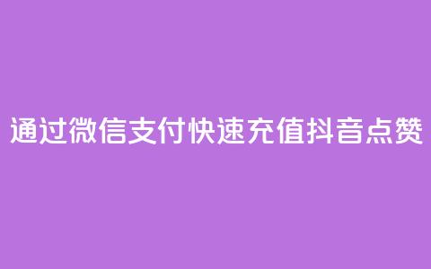 通过微信支付快速充值抖音点赞  第1张 通过微信支付快速充值抖音点赞  第1张