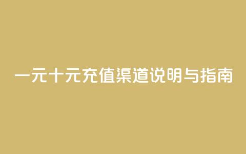 一元十元充值渠道说明与指南  第1张 一元十元充值渠道说明与指南  第1张