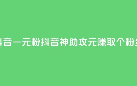 抖音一元1000粉(抖音神助攻:1元赚取1000个粉丝)  第1张 抖音一元1000粉(抖音神助攻:1元赚取1000个粉丝)  第1张