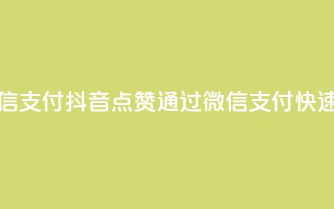 抖音点赞充值微信支付 - 抖音点赞通过微信支付快速充值指南!  第1张 抖音点赞充值微信支付 - 抖音点赞通过微信支付快速充值指南!  第1张