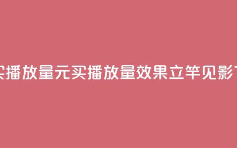 1块钱买播放量(1元买播放量，效果立竿见影)  第1张