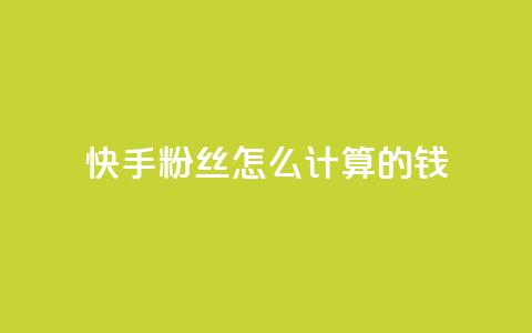 快手粉丝怎么计算的钱 - 快手粉丝数量如何影响收入分析~  第1张 快手粉丝怎么计算的钱 - 快手粉丝数量如何影响收入分析~  第1张