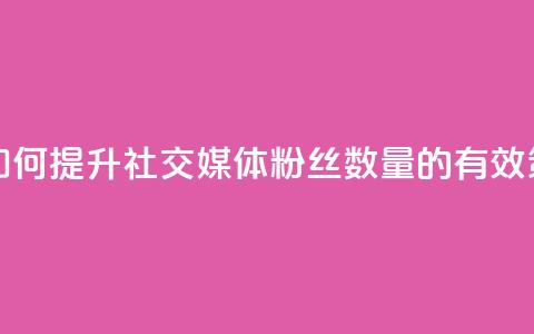 粉丝太少怎么办 - 如何提升社交媒体粉丝数量的有效策略与技巧!  第1张 粉丝太少怎么办 - 如何提升社交媒体粉丝数量的有效策略与技巧!  第1张