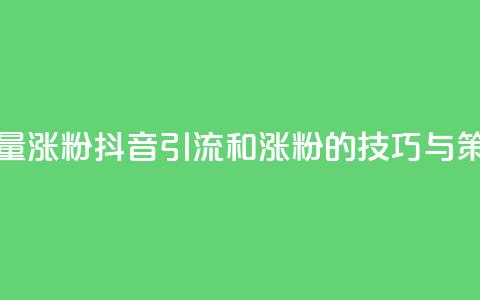 抖音怎么引流量涨粉 - 抖音引流和涨粉的技巧与策略解析~  第1张 抖音怎么引流量涨粉 - 抖音引流和涨粉的技巧与策略解析~  第1张