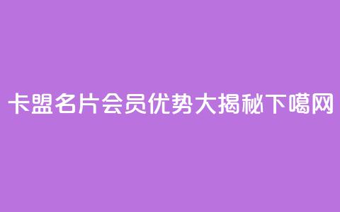 卡盟QQ名片会员优势大揭秘  第1张 卡盟QQ名片会员优势大揭秘  第1张