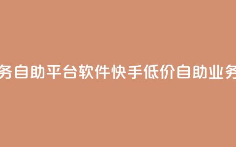 快手低价业务自助平台软件(快手低价自助业务平台)  第1张 快手低价业务自助平台软件(快手低价自助业务平台)  第1张