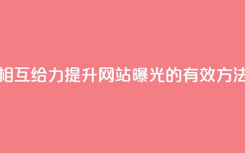 相互给力:提升网站曝光的有效方法  第1张 相互给力:提升网站曝光的有效方法  第1张