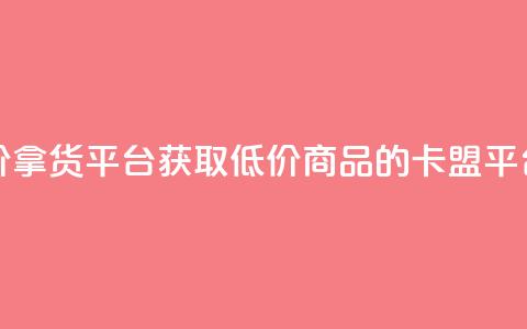 卡盟低价拿货平台 - 获取低价商品的卡盟平台~  第1张 卡盟低价拿货平台 - 获取低价商品的卡盟平台~  第1张