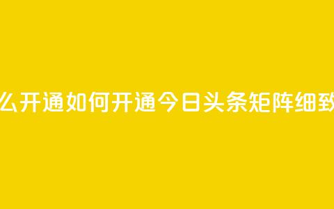今日头条矩阵怎么开通 - 如何开通今日头条矩阵?细致解析步骤~  第1张 今日头条矩阵怎么开通 - 如何开通今日头条矩阵?细致解析步骤~  第1张