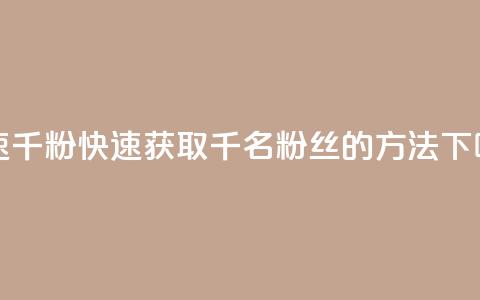 ks快速千粉 - 快速获取千名粉丝的方法~  第1张 ks快速千粉 - 快速获取千名粉丝的方法~  第1张