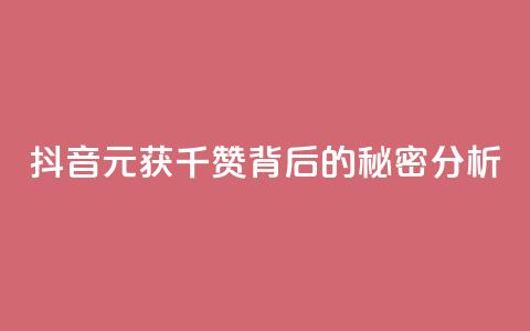 抖音1元获千赞背后的秘密分析  第1张 抖音1元获千赞背后的秘密分析  第1张
