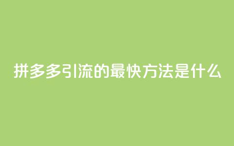 拼多多引流的最快方法是什么 - 拼多多引流的最快速度技巧~  第1张 拼多多引流的最快方法是什么 - 拼多多引流的最快速度技巧~  第1张