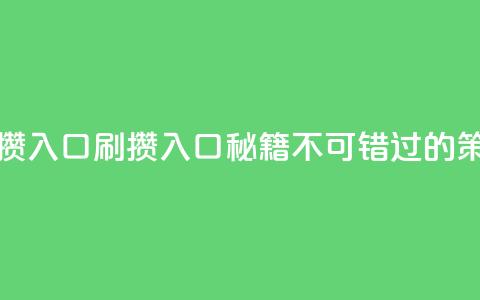 刷攒入口(刷攒入口秘籍:不可错过的SEO策略)  第1张 刷攒入口(刷攒入口秘籍:不可错过的SEO策略)  第1张