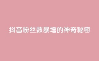 抖音粉丝数暴增的神奇秘密