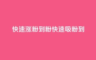 快速涨粉到1000粉(快速吸粉到1000！)