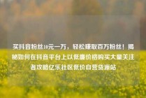 买抖音粉丝10元一万,轻松赚取百万粉丝!揭秘如何在抖音平台上以低廉价格购买大量关注者攻略亿乐社区低价自营货源站