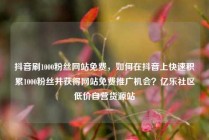 抖音刷1000粉丝网站免费,如何在抖音上快速积累1000粉丝并获得网站免费推广机会?亿乐社区低价自营货源站