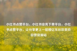 小红书点赞平台,小红书业务下单平台,小红书点赞平台,让分享更上一层楼亿乐社区低价自营货源站