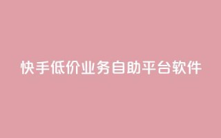快手低价业务自助平台软件 - 快手推出低价自助平台软件助力业务发展!