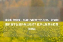 抖音粉丝购买,抖音2万粉丝什么价位,如何利用抖音平台提升粉丝经济?亿乐社区低价自营货源站