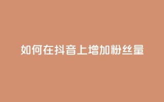 如何在抖音上增加粉丝量?