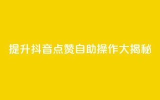 提升抖音点赞,自助操作大揭秘!