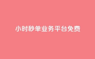 24小时秒单业务平台免费 - 免费体验全天秒单业务平台,24小时一键下单~