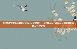 抖音24小时自助30元1000赞 - 抖音30元1000赞自动送达24小时!