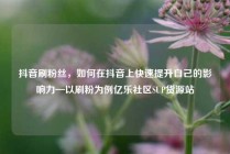 抖音刷粉丝,如何在抖音上快速提升自己的影响力—以刷粉为例亿乐社区SUP货源站