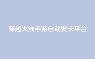 穿越火线手游自动发卡平台 - 穿越火线手游发卡平台自动发卡服务优势!
